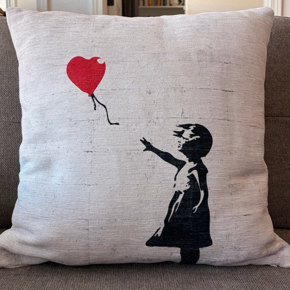 Banksy decorative pillow cover with pillow insert. 18’’x18’’ or 45x45 cm